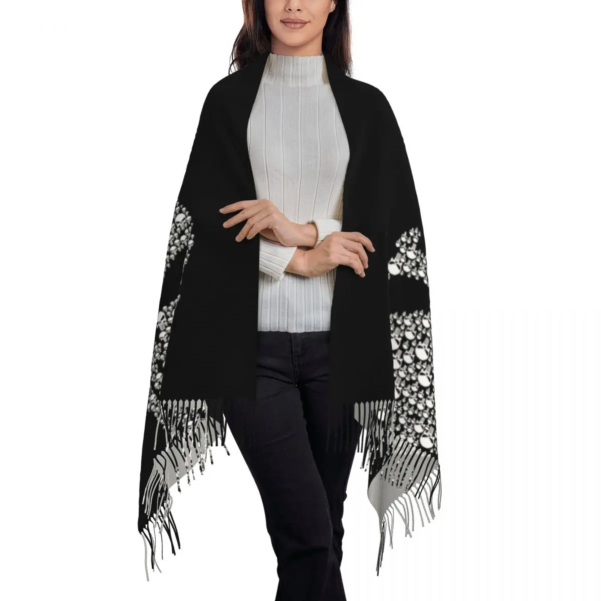 مخصص أنيق مارفل بطل السوبر المعاقب الجمجمة شرابة وشاح المرأة شتاء خريف دافئ شال التفاف الإناث كاريكاتير فيلم الأوشحة