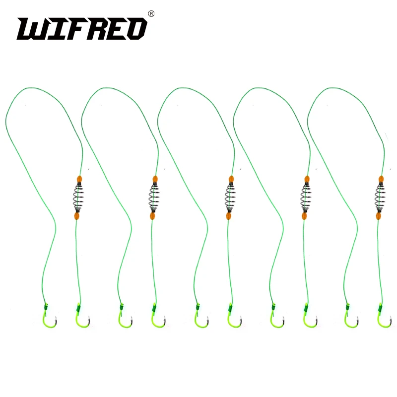 Wifreo 5Rigs/Foam Holder Carp Fishing Ready Tied Hook Rigs Made Combination with UV Hook Black Hook #9 #10 #11 #12 #13