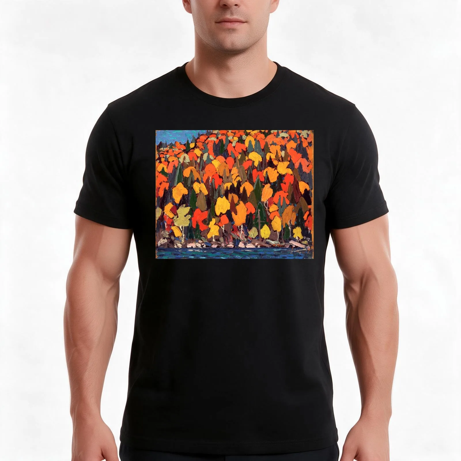 Tom Thomson - Autumn Foliage T-Shirt Summer Casual Cotton Tee Oversized Streetwear Tops Vintage Graphic Print 100% Cotton