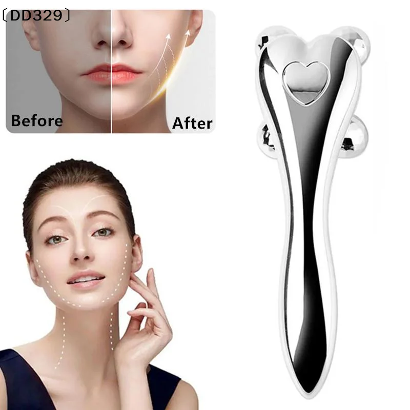 1 Pcs 4D Roller Face-lift Wrinkle Silver Y Shape Roller Facial Eye Neck Muscle Relaxation Slimming Massager  Tools〔DD329〕