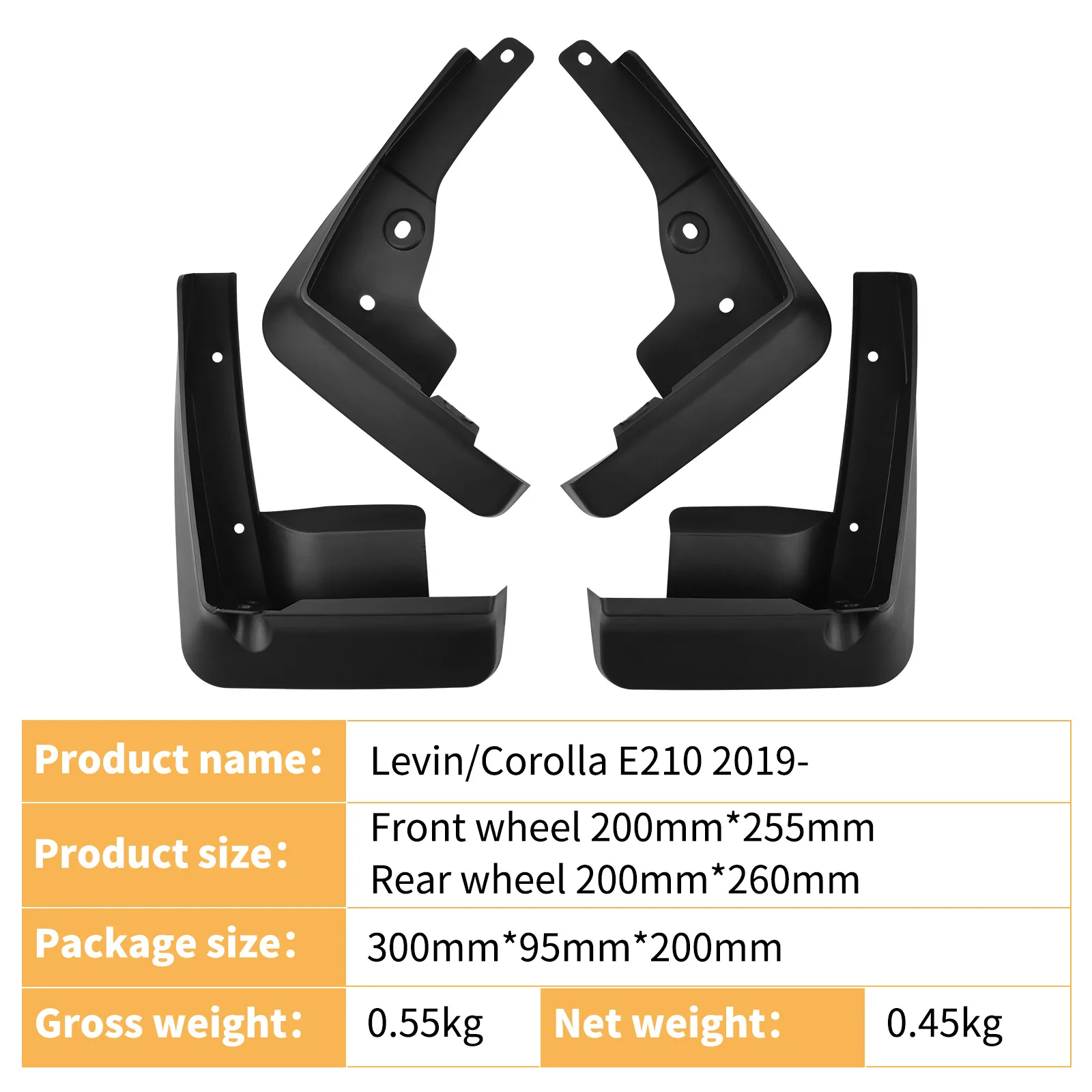 Auto Fender Mud Flaps Splash Guards Mudguard for Levin 2019-2026 Corolla E210 High Strength Rubber Material
