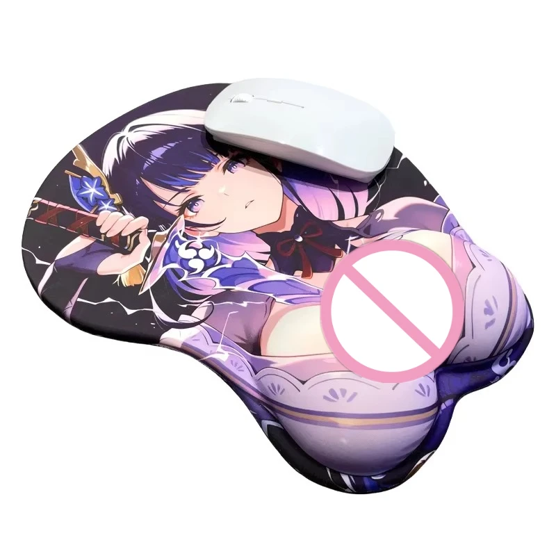 Raiden Anime Purple Girl Drawing Sword Wrist Rest Mouse Pad;Ergonomic Soft Silicone Support Cute Game Female Characters