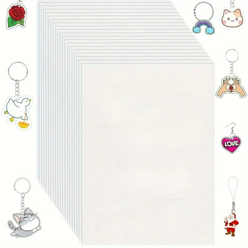 

6pcs Sublimation Heat Shrink Film, Plastic Sheets for DIY Keychains, Jewelry, Crafts, Handmade Gifts, and Art Projects