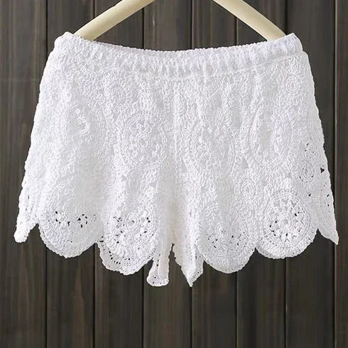 Summer Women\'s Crochet Shorts Femme Casual Beach Shorts Woman Holiday Short Pants