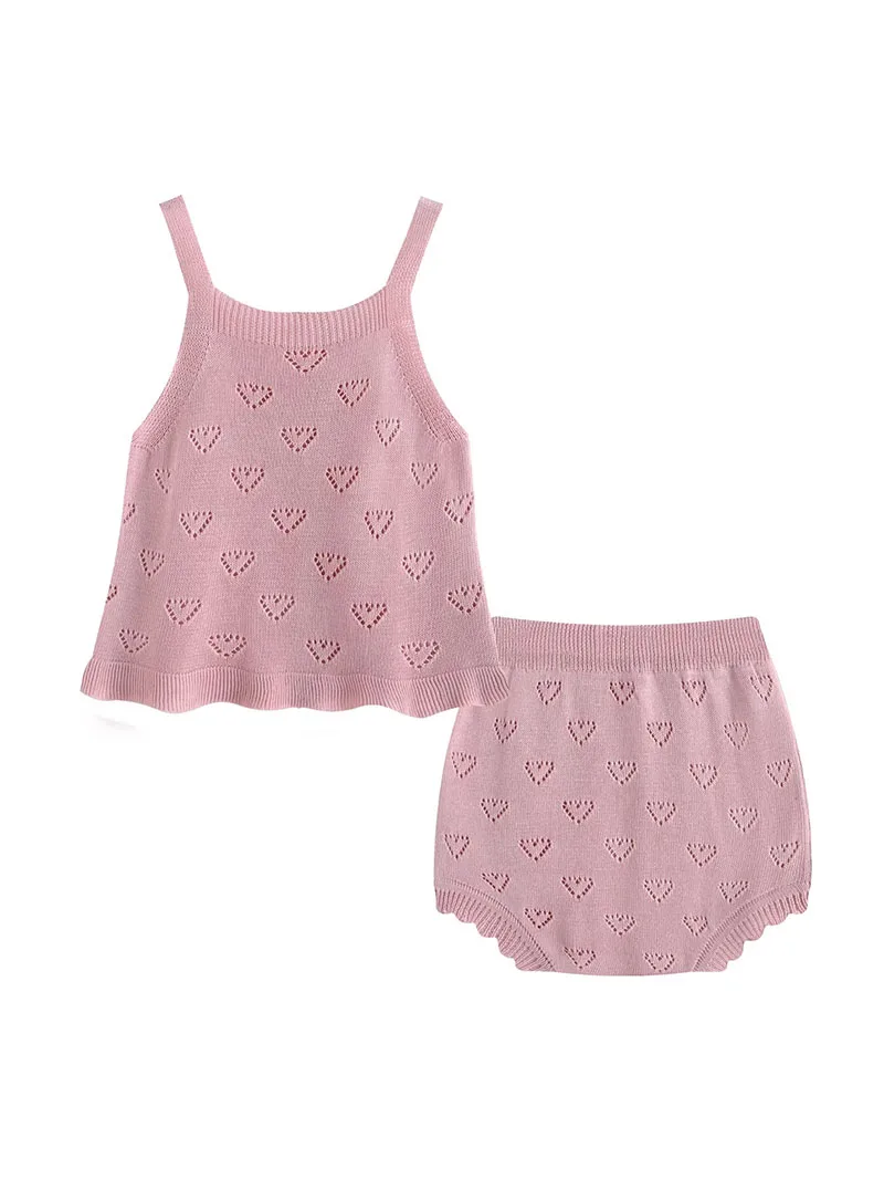 

MILANCEL Summer Baby Clothes Set 3-24M Knitted Hollow Out Girls Halter Tops + Bloomer Breathable Toddler Outfit 2PCS