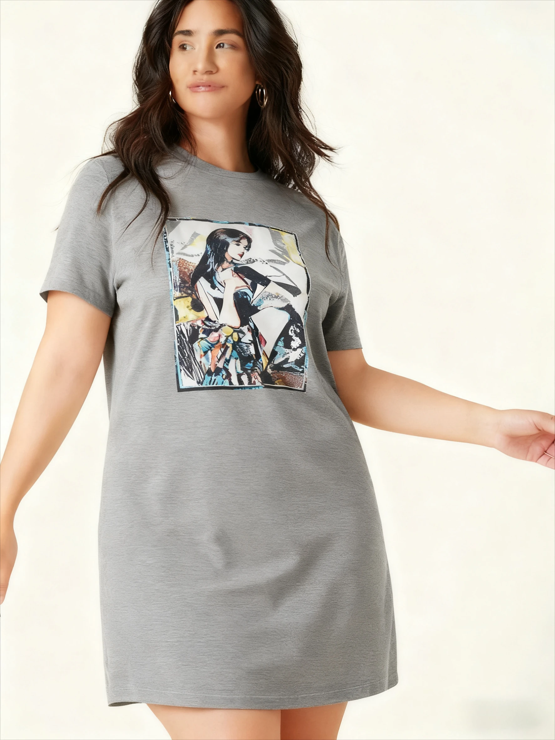 

Ladies' Knee Length Skirt with Independent Original Design, Printed Slim Fit Dress Casual Round Neck Dress for Spring and Summer