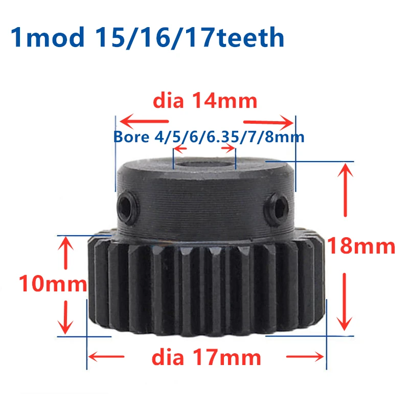 1Mod Rack  And Gear Steel 10*10*500mm + 1Mod 17teeth 15teeth pinion 45 steel gear metal gear Carbon Gear