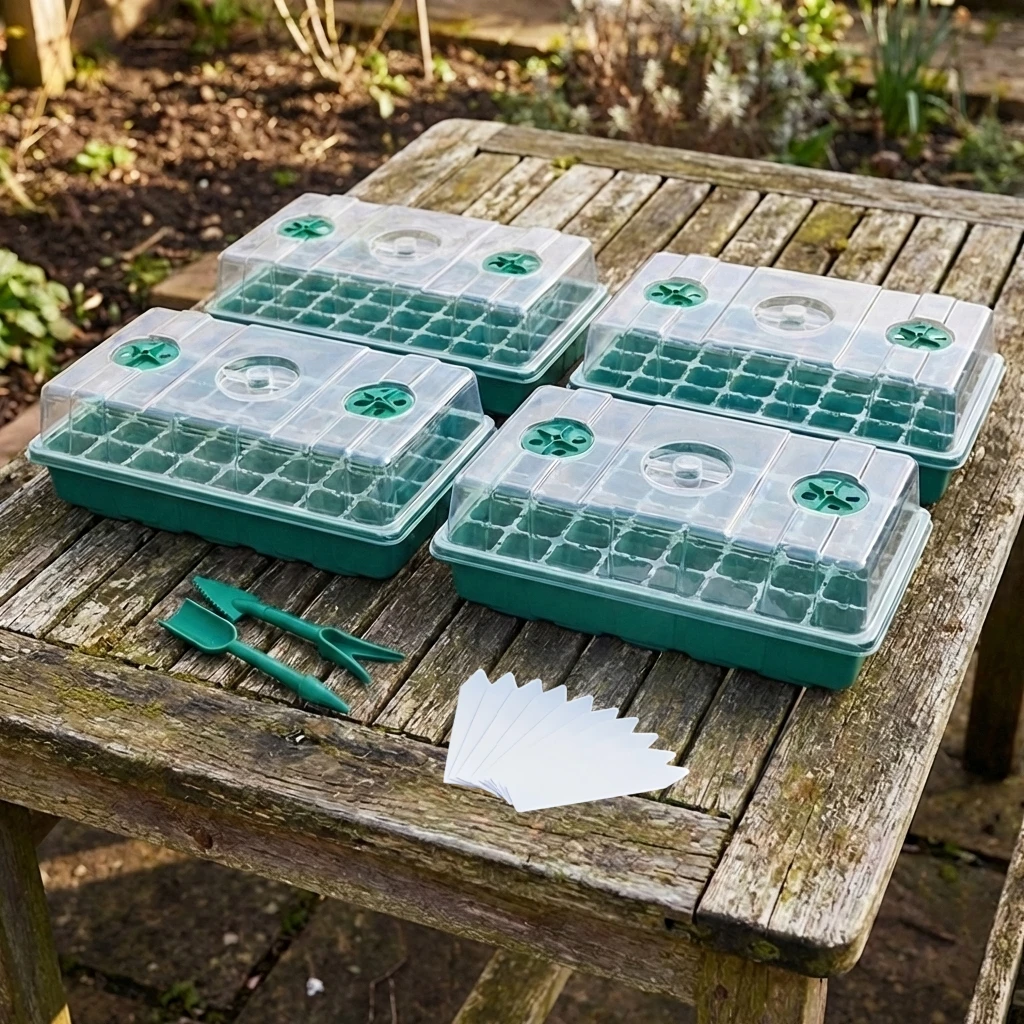 

Поддон для рассады на 12/40 ячеек с вентилируемыми куполами для контроля влажности, основания для проращивания семян, для домашнего садоводства и теплиц