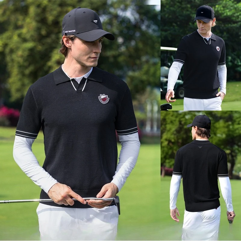 

Мужская футболка PGM для гольфа с короткими рукавами, летние дышащие эластичные рубашки-поло, верхняя одежда YF868