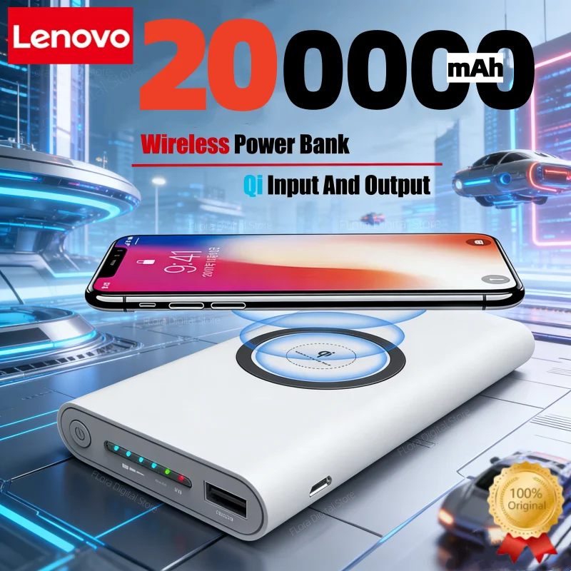 

200000 mah Power Bank с двусторонней беспроводной быстрой зарядкой Powerbank Портативное зарядное устройство Type-c Внешняя батарея для Samsung Iphone Xiaomi