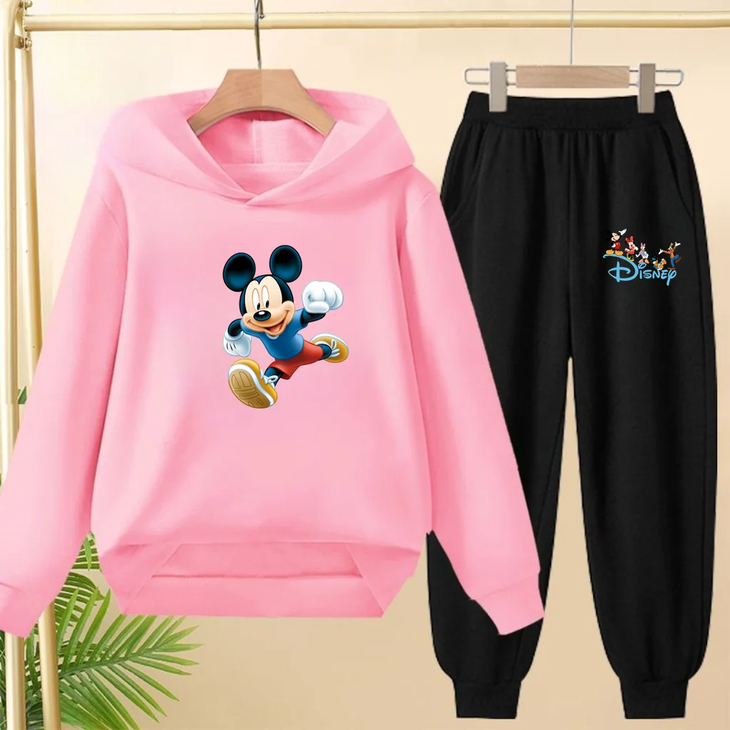 

3-12 Age Autumn Winter Boy Girl 2 Piece Leisure Children Outerwear Anime Print Hoodie+Trousers Pullover Hooded Outdoor Sportswea