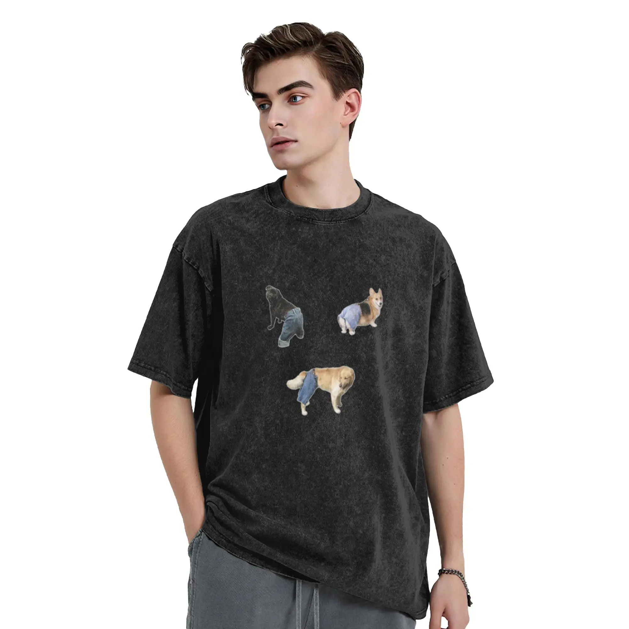 Dogs with pants sticker pack Classic Trendy A T-Shirt Oversized Short Sleeve Men's Women's Cotton Tees Tops