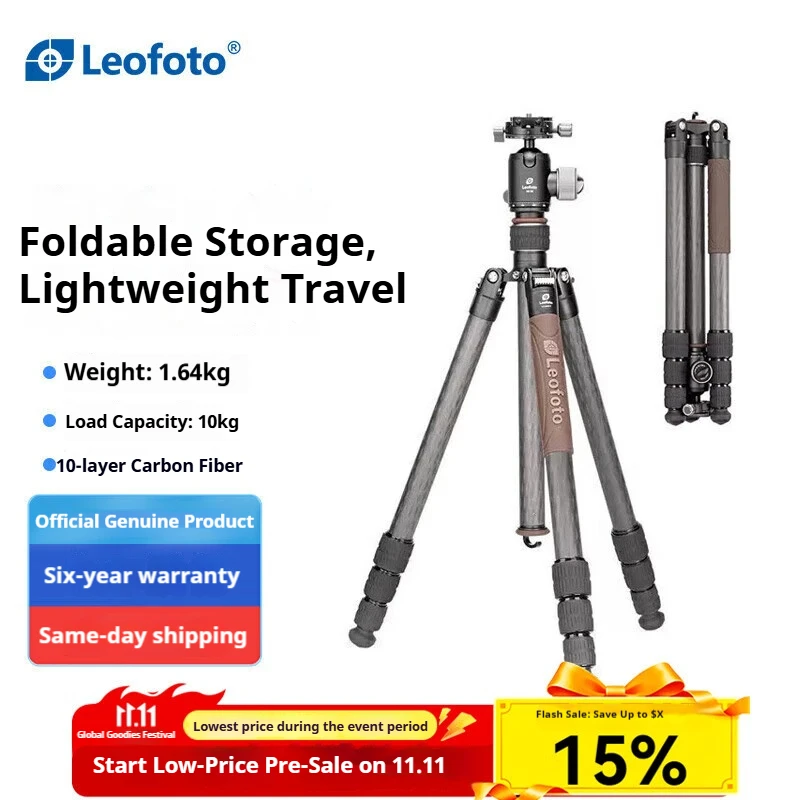 

Leofoto LX-284CT+XB-38 Portable Reversible Photo/Video Lightweight Dual-Panoramic Ball Head Professional Tripod Head Kit