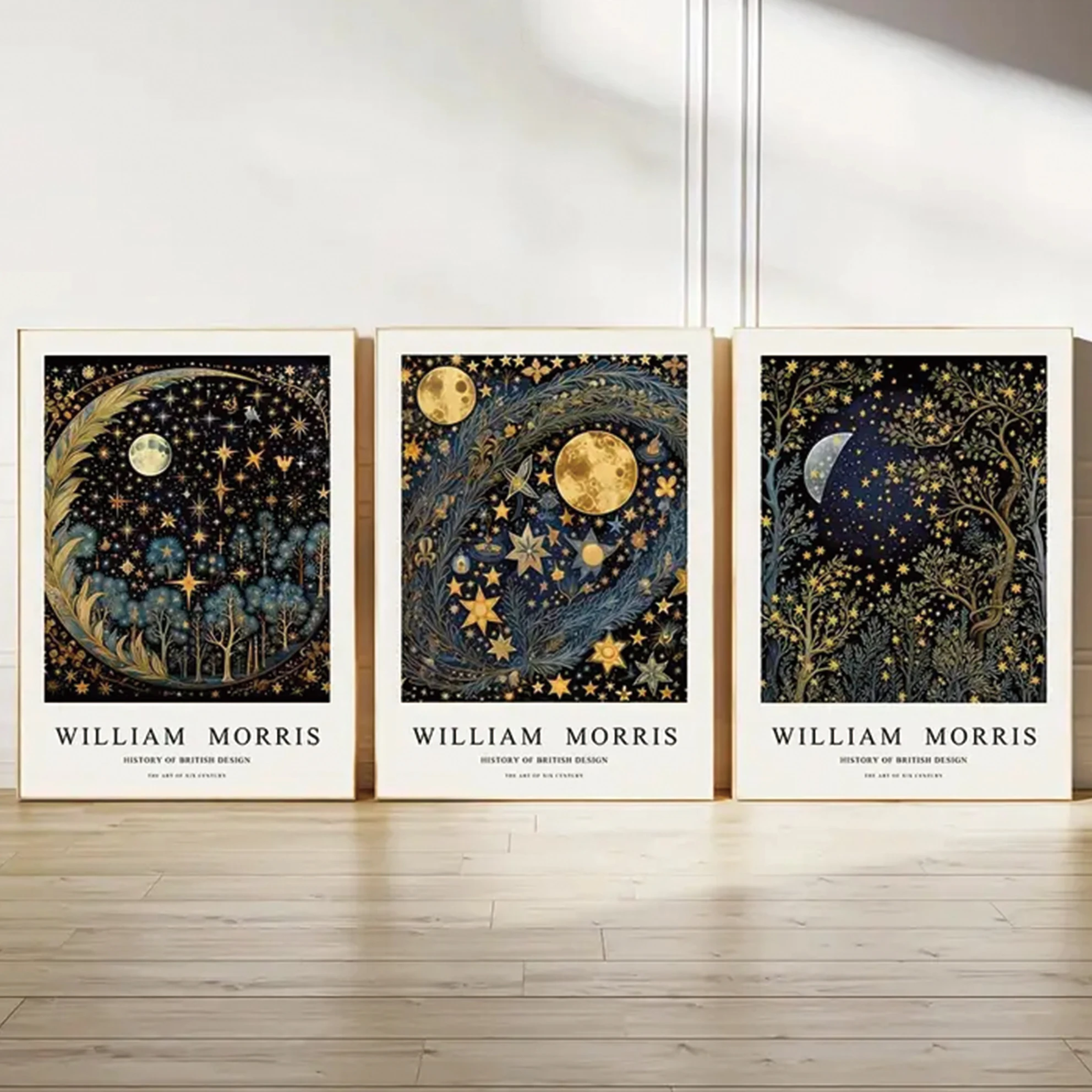 Morris Moon Sternenhimmel Wald Wandkunst Drucke Leinwand Malerei Poster Bild für Wohnzimmer Schlafzimmer Esszimmer Home Decor