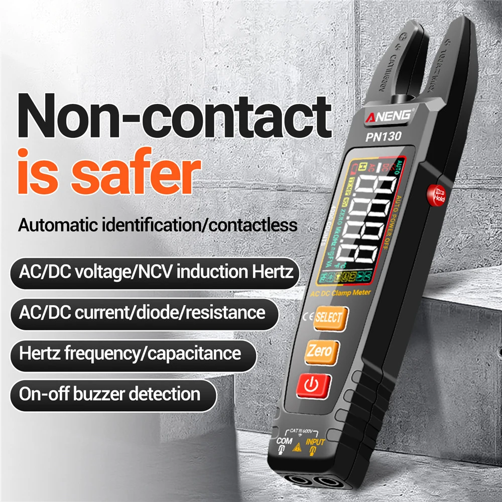 PN130 pinza amperometrica digitale intelligente 4000 conteggi AC/DC tensione corrente Protable multimetro capacità resistenza tester