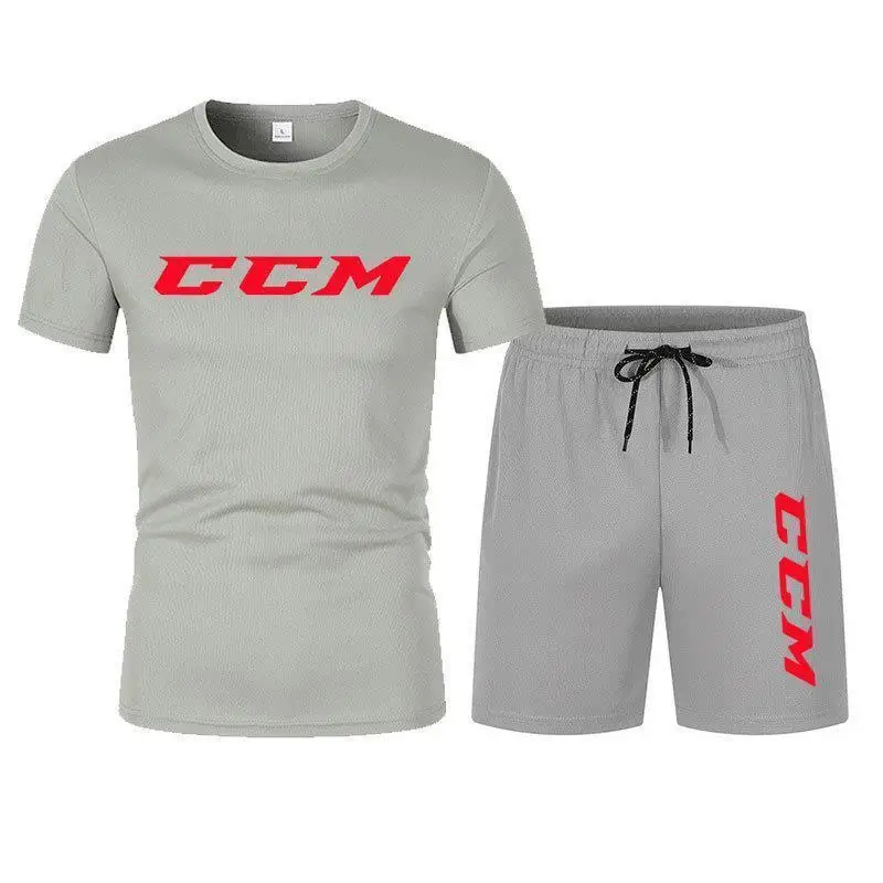 

Men's 2026 Summer New Sports Suit Short Sleeved T-shirt Two-piece Loose Plus CCM Printed Set