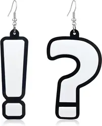 FishSheep Fashion Acrylic Question & Exclamation Mark Big Earrings for Women Lady's Night Club Dangle Earrings Jewelry Gifts