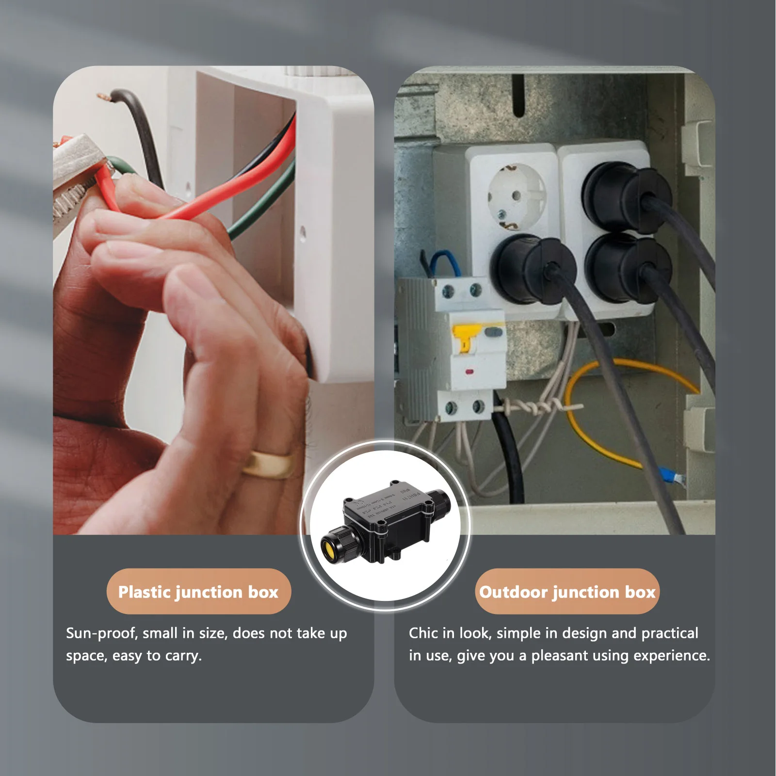 

Plastic Junction Box 2 Way Outdoor Waterproof Electrical Connection Box for Street Light Landscape Lighting System