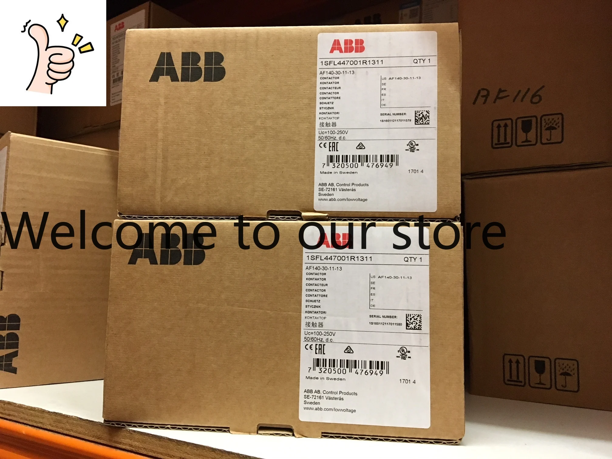 Contactor ABB Nuevo Original, AF140-30-11-13 100-250VAC/DC DC AC Compartido
