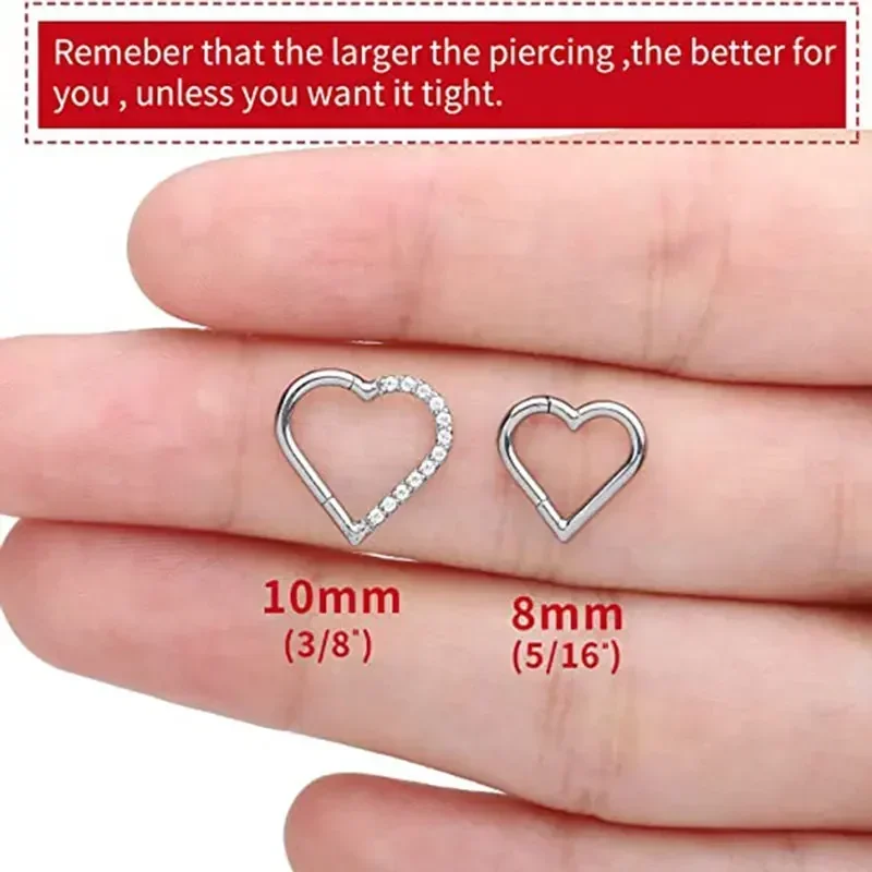 Heart Daith Pierced Nose Ring ASTM F136 Implantation Grade Diaphragm 16G Clicker Tragus Leather  Earring Body Jewelry Wholesale