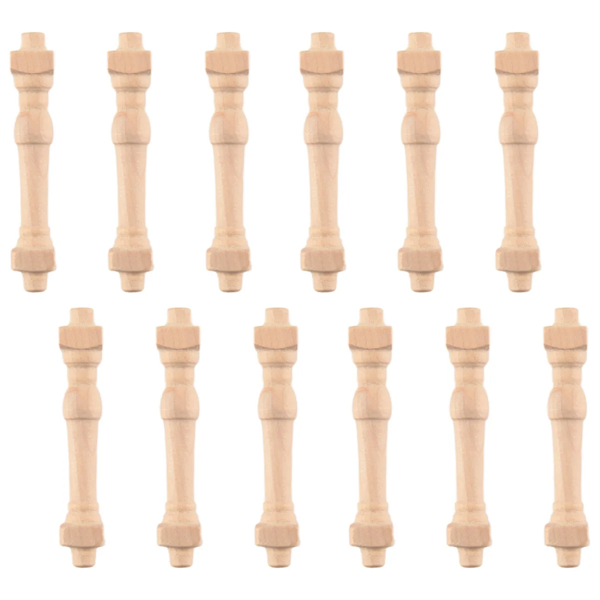 

12Pcs DIY Spindles Balusters Wooden Miniature 1/12 Scale Stair Railing Decoration Toys