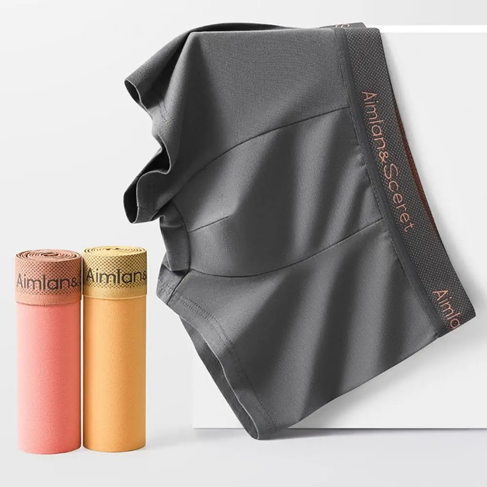 

Men Boxer Underwear Non-stretched Boxer Shorts Men's Elastic Mid-waist Boxer Briefs with U-convex Design Letter Print for Daily