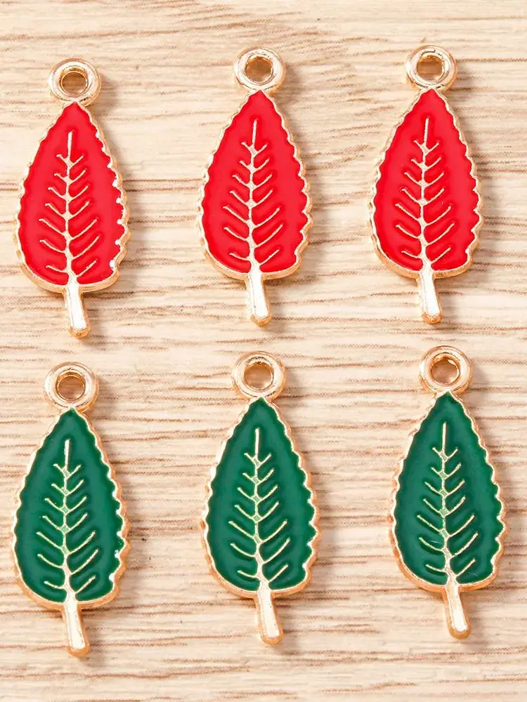 Tusember 20 Stück 9*22mm Emaille Niedliche Baum-Anhänger Blatt-Baum-Anhänger für Ohrringe, Halsketten, DIY-Schmuckherstellung, Bastelzubehör – Detail 2