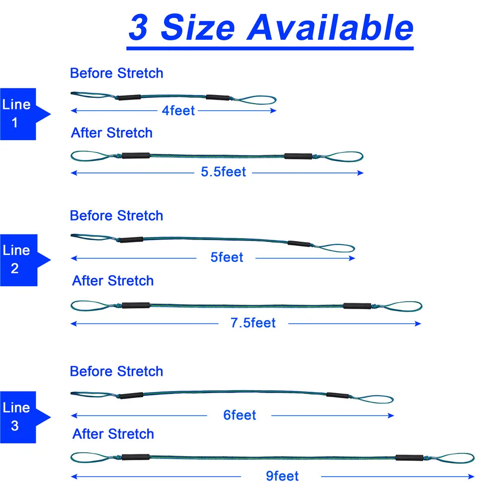 Cuerda de amarre elástica para barcos, cuerda de amarre, cuerda elástica, cuerda de muelle, cuerda de remolque, cuerda de remolque, 4 pies, 5 pies, 6 pies