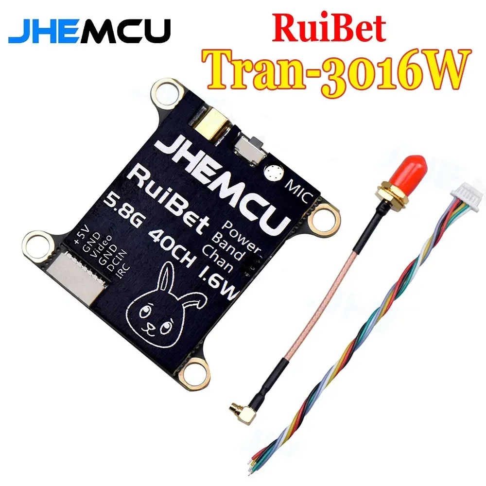 JHEMCU RuiBet Tran-3016W 5.8G 40CH 1.6W PitMode 25mW 200mW 400mW 800mW 1600mW Adjustable VTX 2-6S 30X30mm for RC FPV Drone