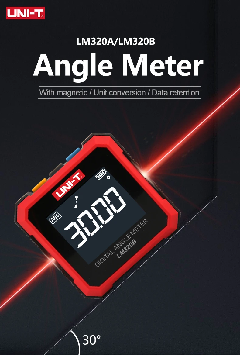 UNI-T LM320A LM320B Electronic Angle Meter Digital Protractor Magnetic Inclinometer Angle Tester Bevel Box Backlight