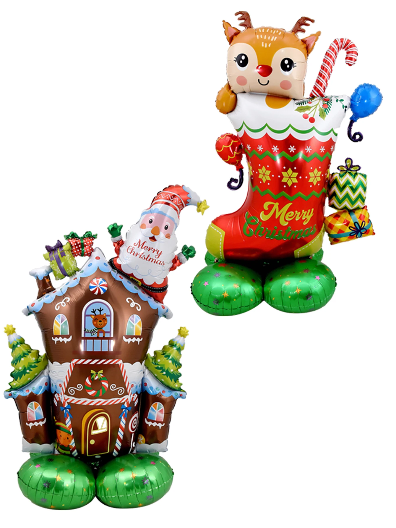 1set Large Stand Pedestal Christmas Tree Santa Claus Snowman Elk Balloons New Year Christmas Decorations Navidad 2024 Decor