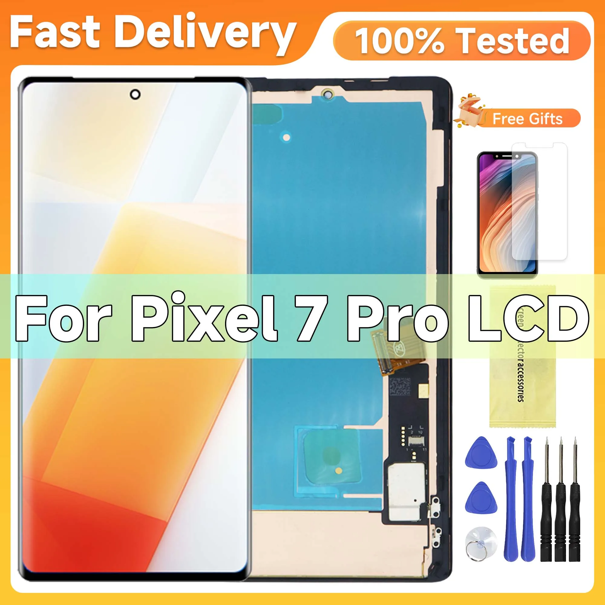 

6.7''Super AMOLED For Google Pixel 7 Pro Lcd Display Digital Touch Screen Replacement For Google Pixel7 Pro GP4BC, GE2AE Screen