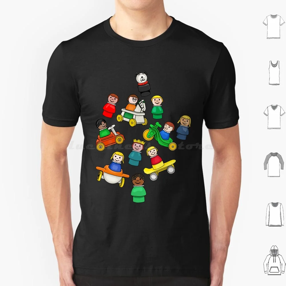Fisher Price Girl Gang All-Over Camiseta estampada de algodón para hombres y mujeres DIY juguetes estampados 70s nostálgico 80s familia redonda gente perro clásico
