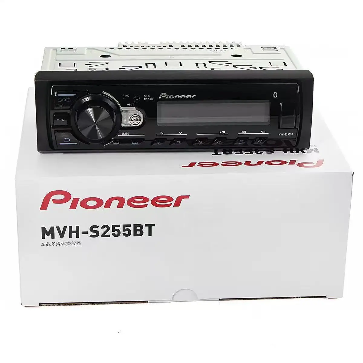 Pioneer MVH-S255BT Single DIN Bluetooth Stereo In-Dash Player USB MP3 100W Auxiliary AM/FM Radio Smartphone Compatible & Spotify