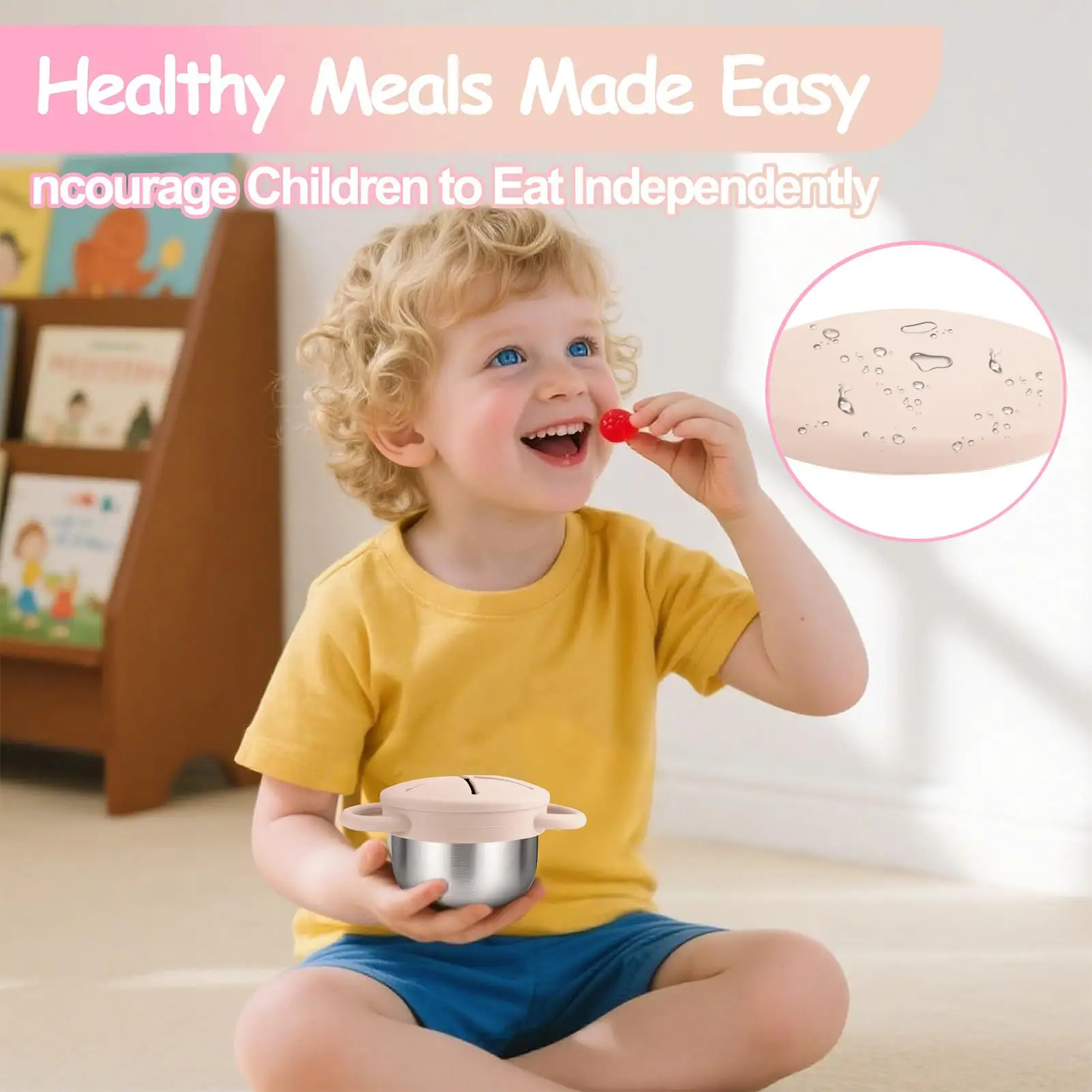 

Toddler Snack Container Spill-Proof Kids Snack Storage Cup With Airtight Lids Dishwasher-Safe Food Organizer Box For Outdoor