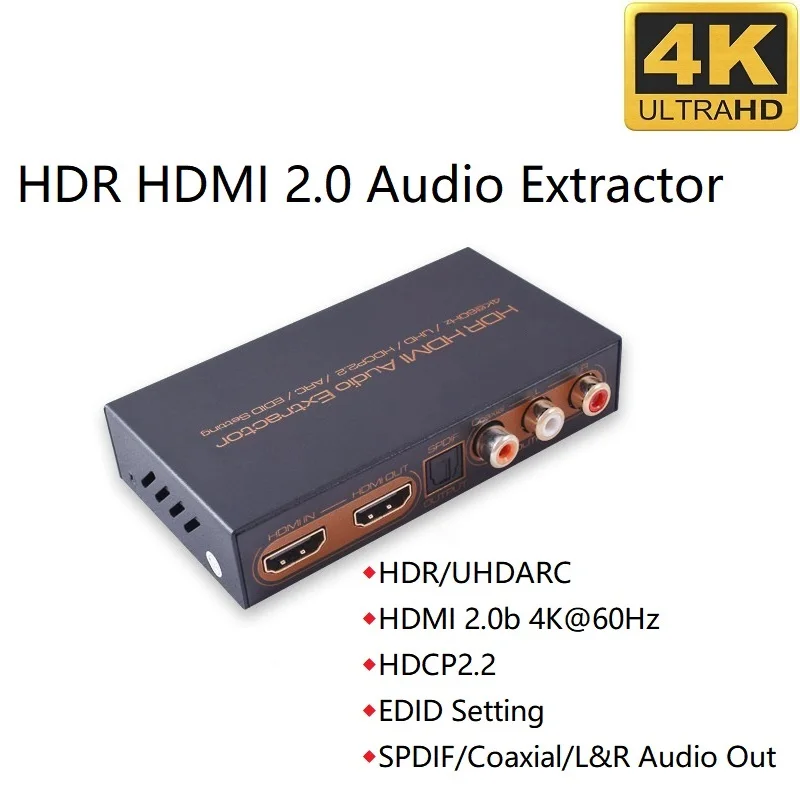 SPDIF Toslink Coaxial 5.1 R/L Stereo Output HDMI-Compatible Converter Adapter 5.1 ARC HDMI to HDMI Audio Extractor 4K60Hz for TV