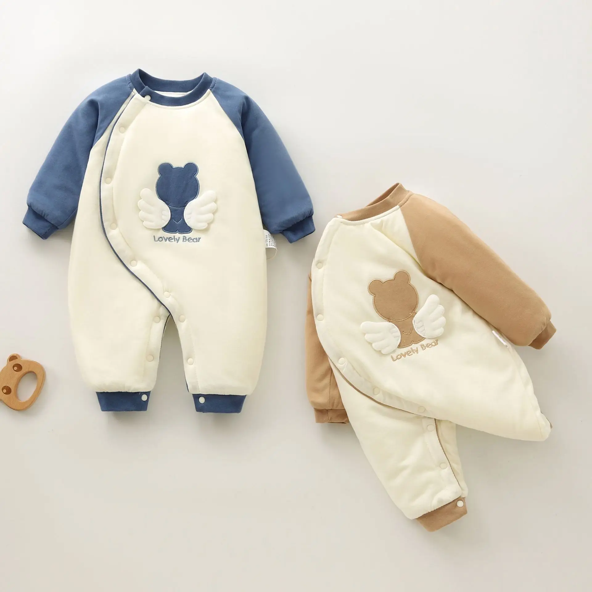 

Newborn baby clothes one-piece clip cotton baby jumpsuit climbing suit winter warmth thickened cotton 아기 가을옷 유아잠옷