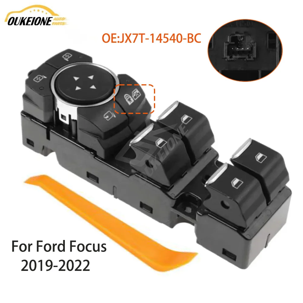 

Front Left Electric Master Power Window Control Switch Lifter Button for Ford Focus 2019 2020 2021 2022 4Pins JX7T-14540-BC