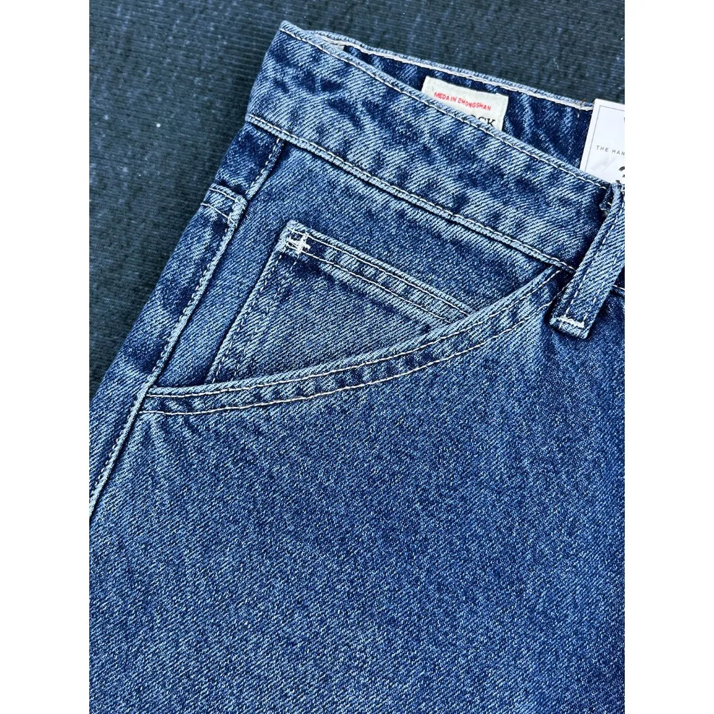 무거운 일본 복고풍 느슨한 마이크로 원추형 청바지 남성용 스트레이트 바지