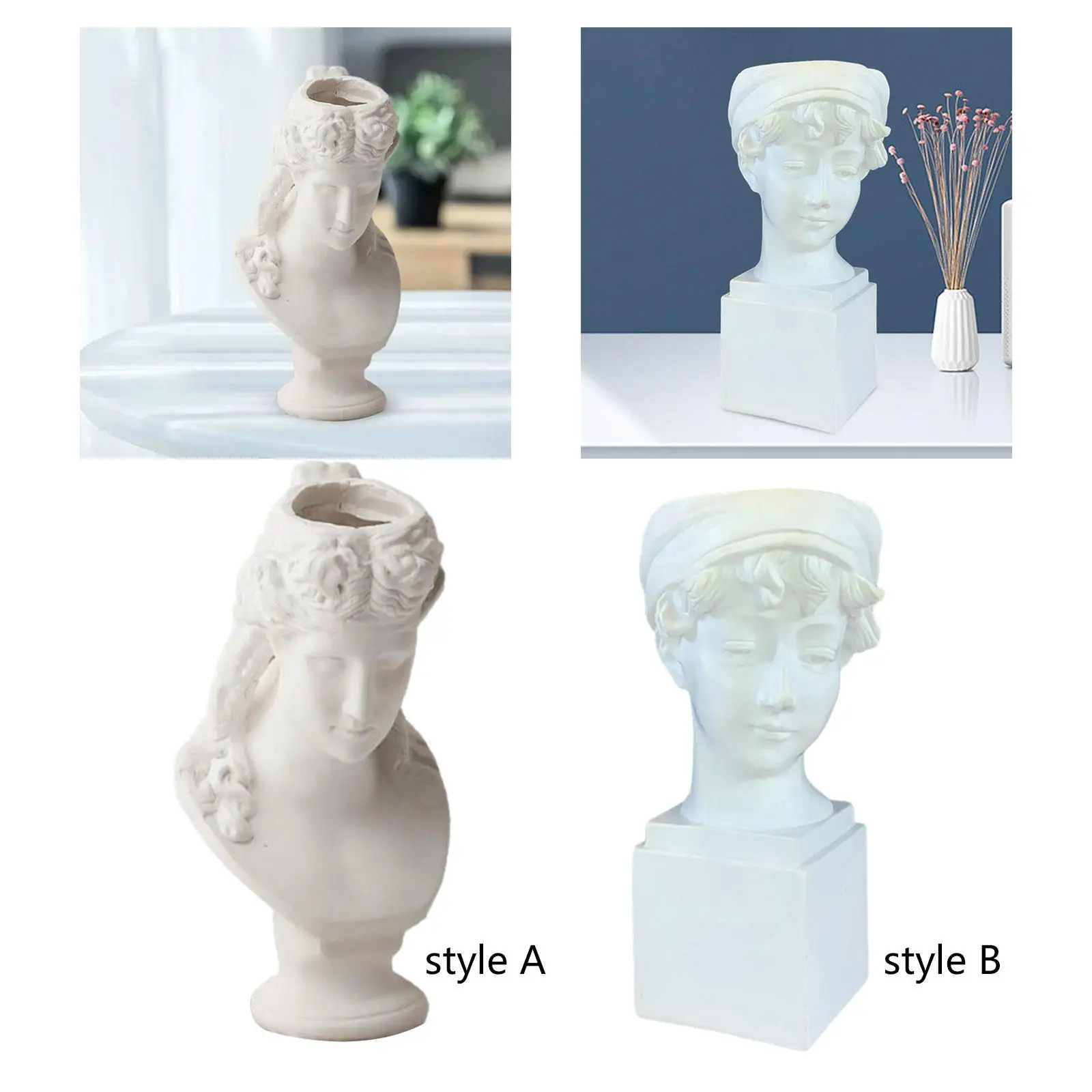 Soportes para brochas de maquillaje con soporte para bolígrafo con estatua de busto, estatuilla de resina multifuncional