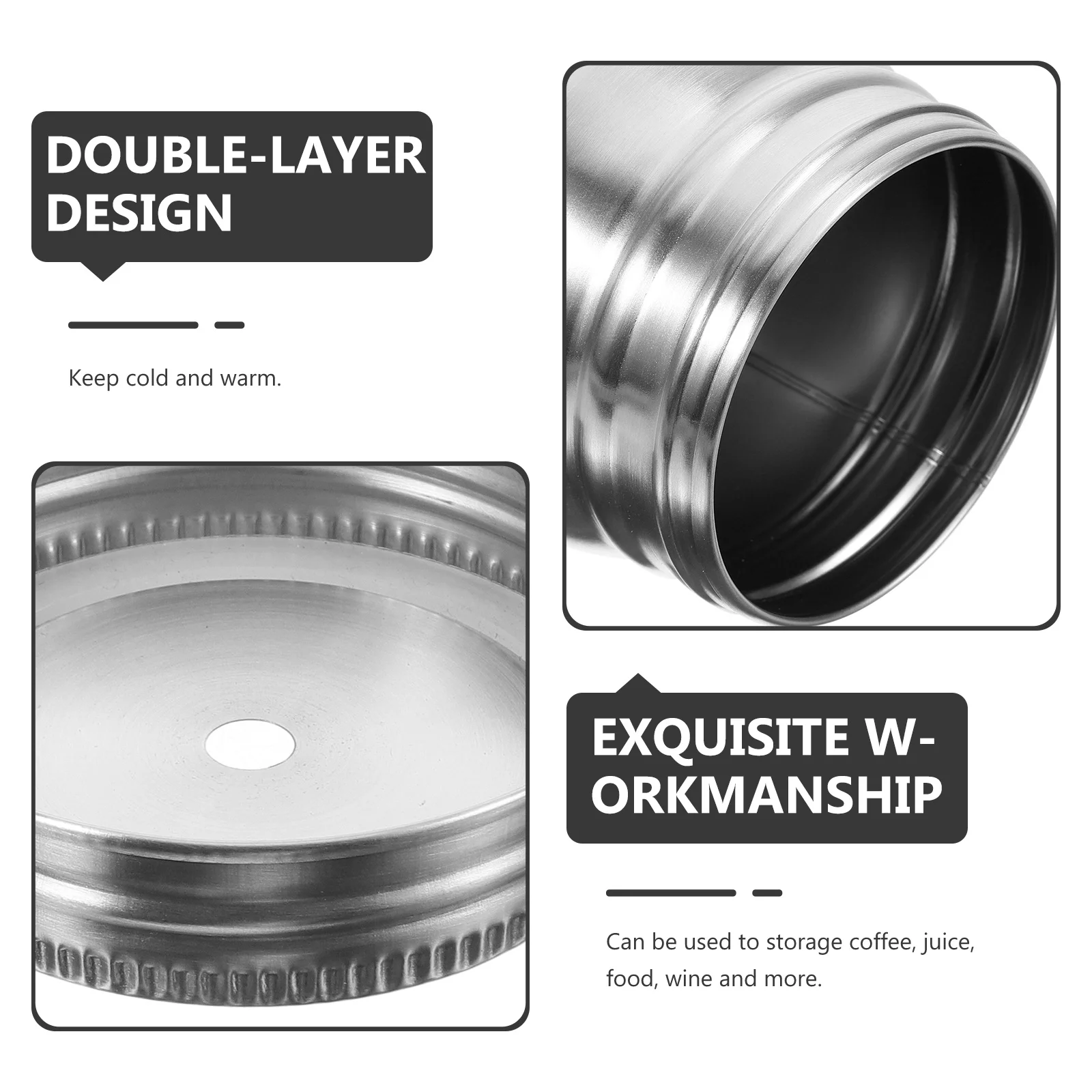 

2Pcs Stainless Steel Mason Jars Rust Proof Portable Cups with Straw Lid for School Office Kitchen Storage Containers Sublimation