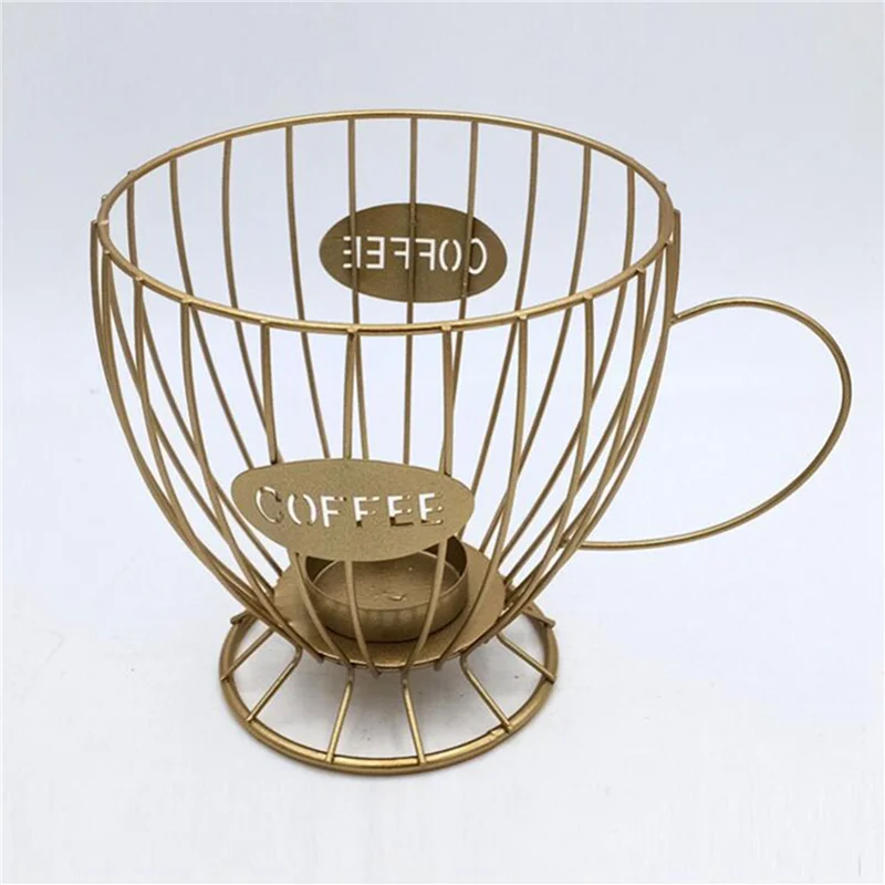 

PZHI-2X Coffee Capsule Storage Basket Coffee Cup Basket Coffee Pod Organizer Holder Coffee Pod Holder Accessories (Gold)