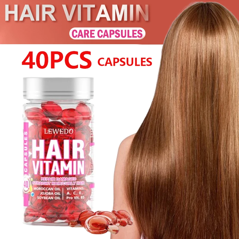 

40Pcs Anti Hair Loss Hair Vitamin Capsule Oil Red Hair Care Capsules Essence Protein Smooth Hair Care Essential Oil Silky Serum