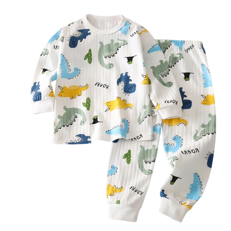 Ensembles pour enfants coton à manches longues maison vêtements de nuit vêtements pour enfants garçon fille automne hiver hauts pantalons costumes vêtements pour enfants