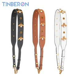 TINBERON-Sangle de sac en cuir véritable pour femme, sangles initiées par l'équation, pièces de rechange pour sac à main, accessoires vintage, mode dorée