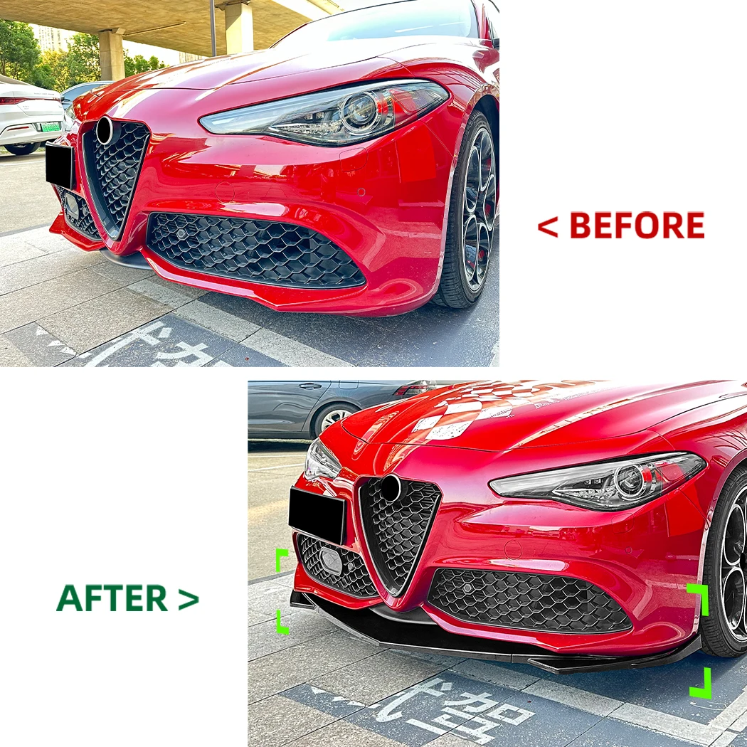 For Alfa Romeo Juliet Giulia 2015+Front Bumper Lip Splitter Diffuser Body Kit Spoiler Bumper Guard Protector Parts