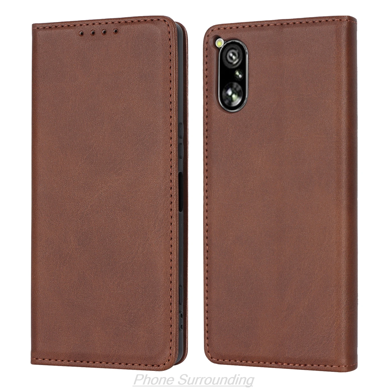 Capa de couro para sony xperia 5 v flip case titular do cartão coldre atração magnética capa carteira capa fundas coque