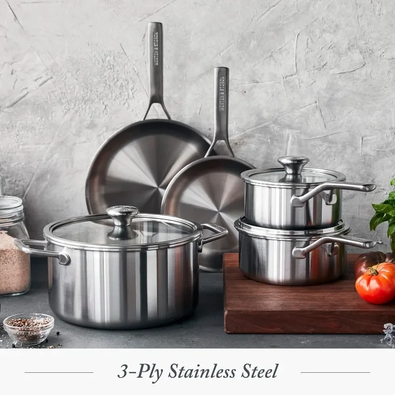 

Stainless steel cookware set for professional cooking, suitable for induction cooker, oven and dishwasher