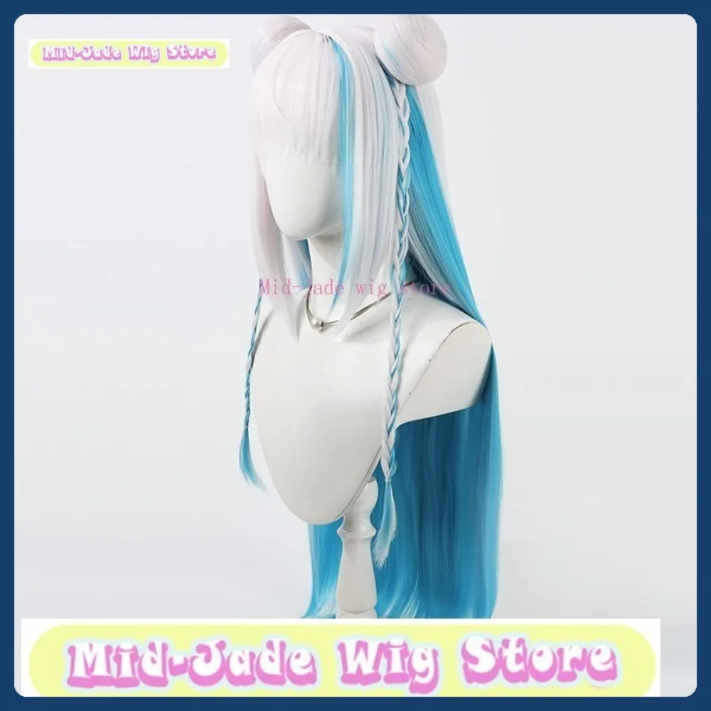 منتصف اليشم شعر مستعار مخزن VTuber Liz Helesta شعر مستعار تأثيري هالوين أنيمي لعب الأدوار الاصطناعية الشعر أنيمي شعر مستعار