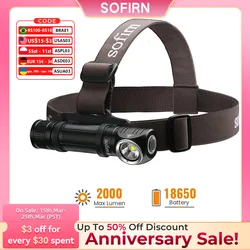 Sofirn HS40 SST40 LED Headlamp 2000lm USB C Rechargeable 18650 Flashlight Powerful Headlight with Magnet Tail Cap